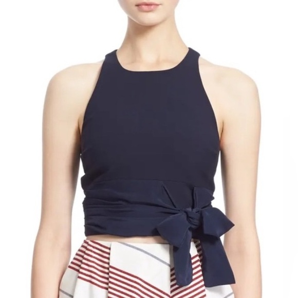Elizabeth and James Eniko Sleeveless Crop Top in French Navy - Picture 1 of 10